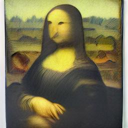 generated: a painting of the mona lisa on a white wall #6